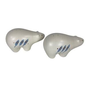 Salt and Pepper Shaker Polar Bear White Blue
